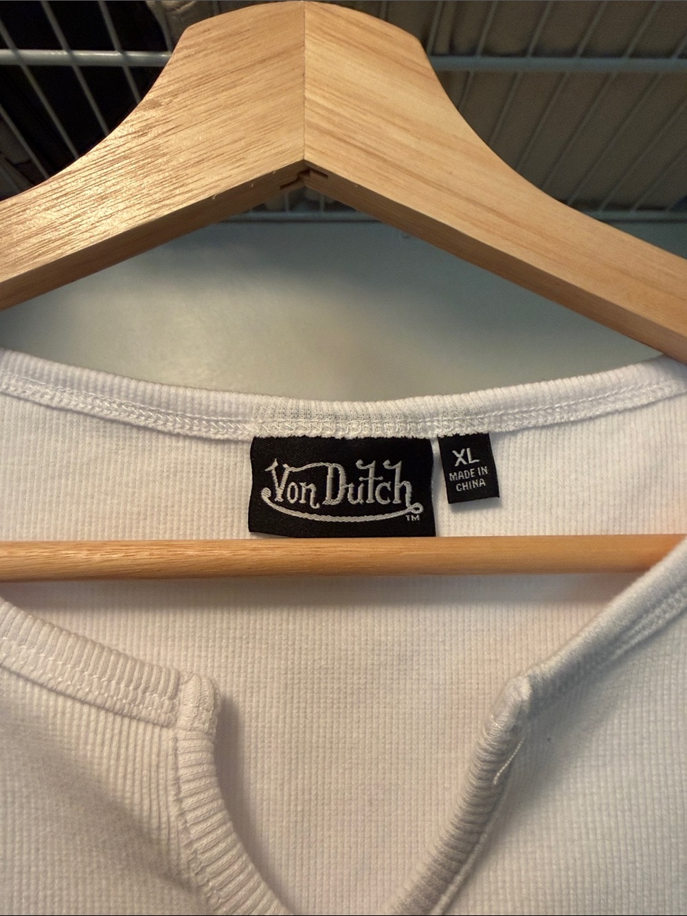 Von Dutch White Ribbed Tank with Black Label - Picture 2 of 3
